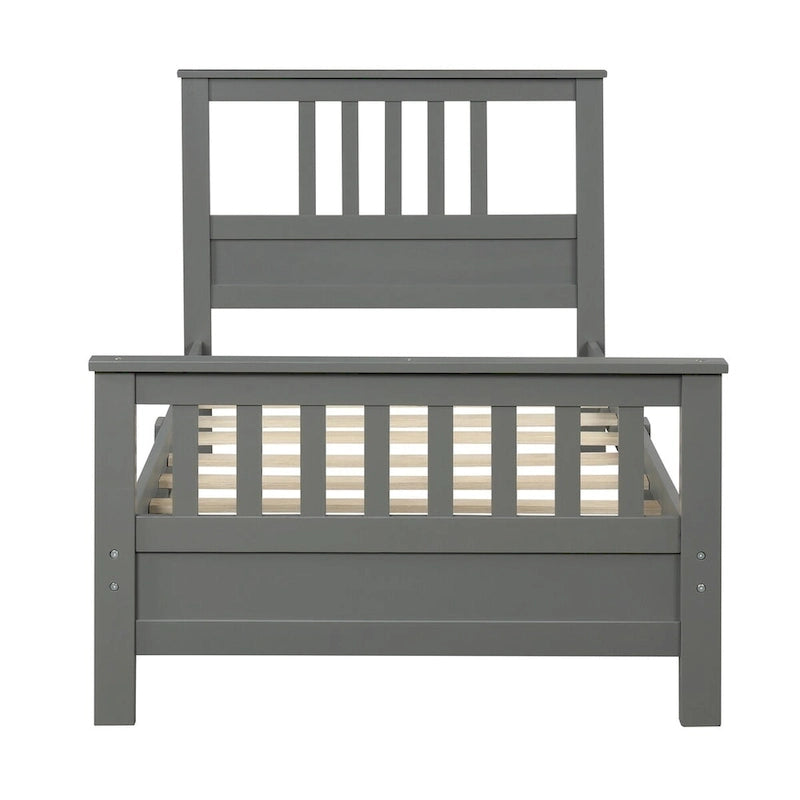 Wood Platform Bed with Headboard & Footboard, No Box Spring Needed
