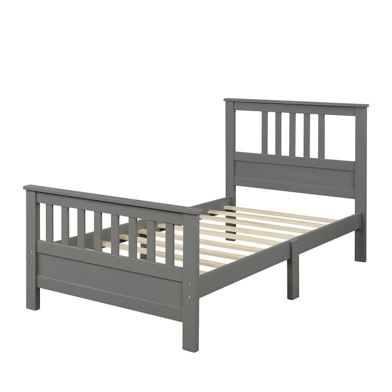 Wood Platform Bed with Headboard & Footboard, No Box Spring Needed