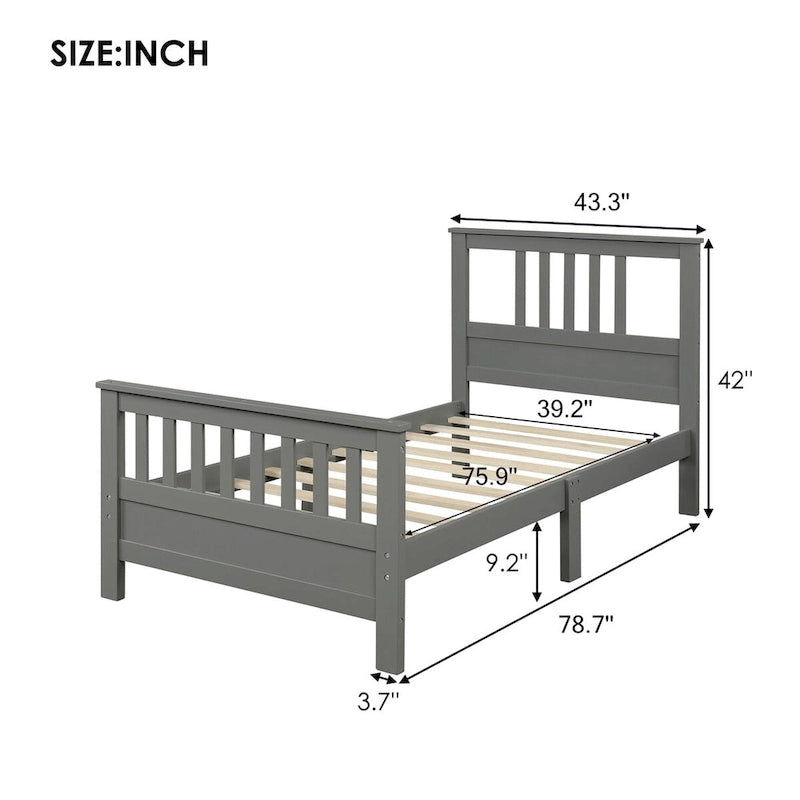 Wood Platform Bed with Headboard & Footboard, No Box Spring Needed