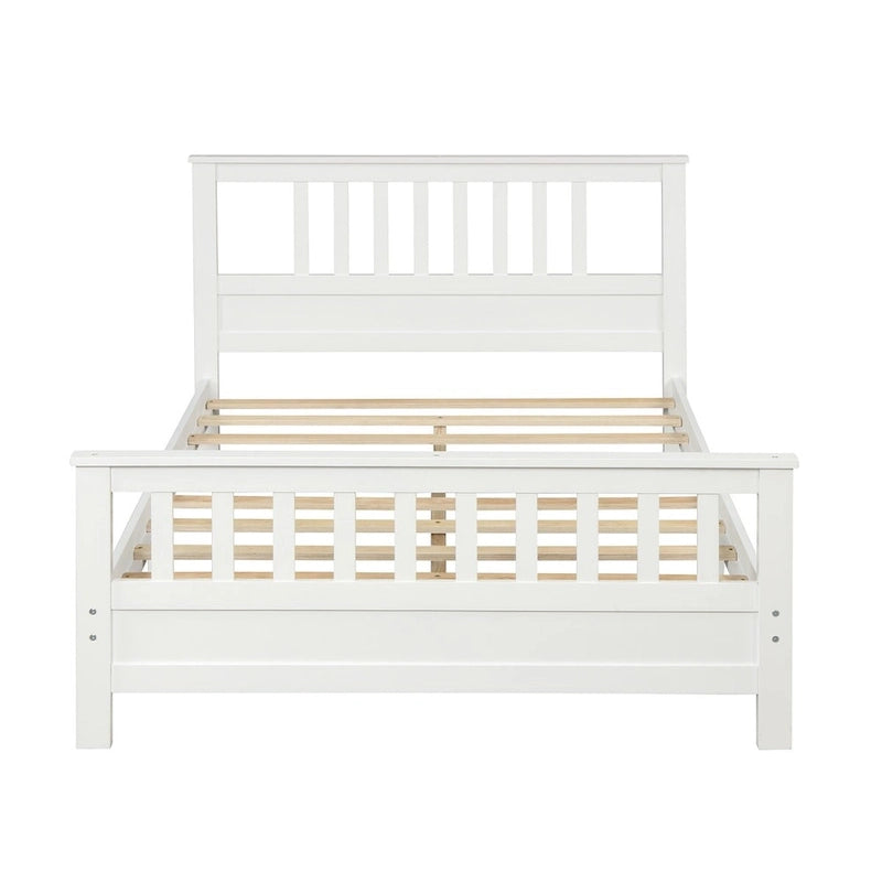 Wood Platform Bed with Headboard & Footboard, No Box Spring Needed
