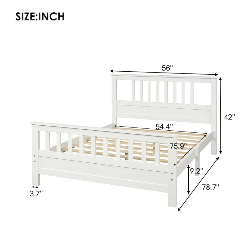 Wood Platform Bed with Headboard & Footboard, No Box Spring Needed