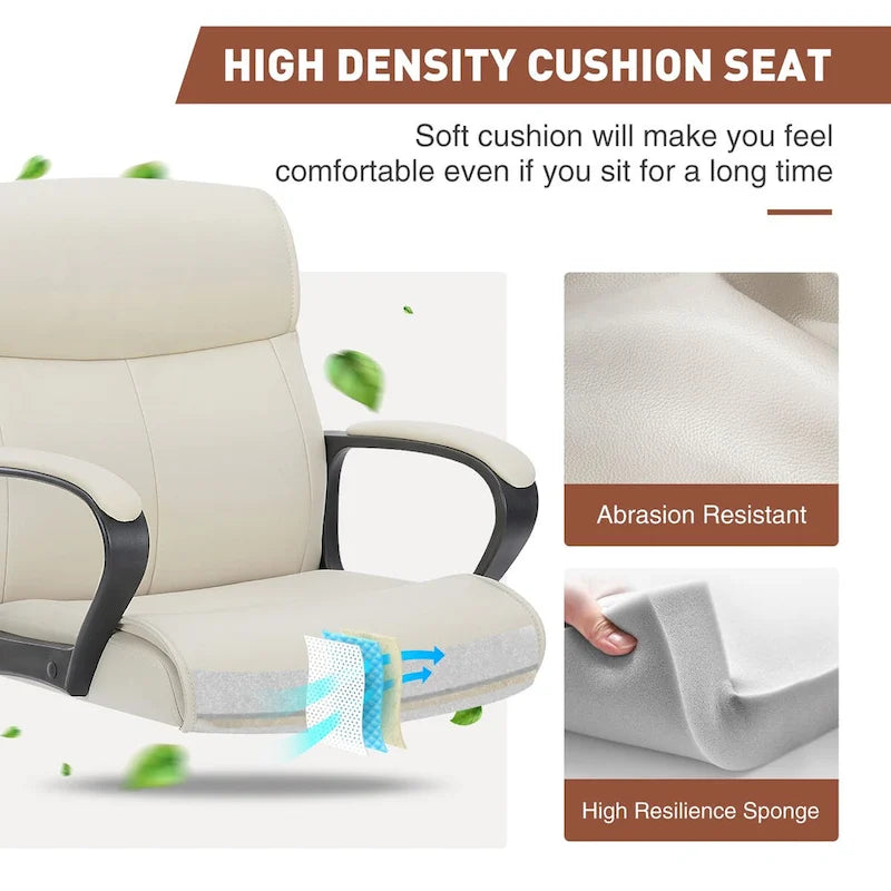 Office Desk Chair with Padded Armrests PU Leather Home Office Chair