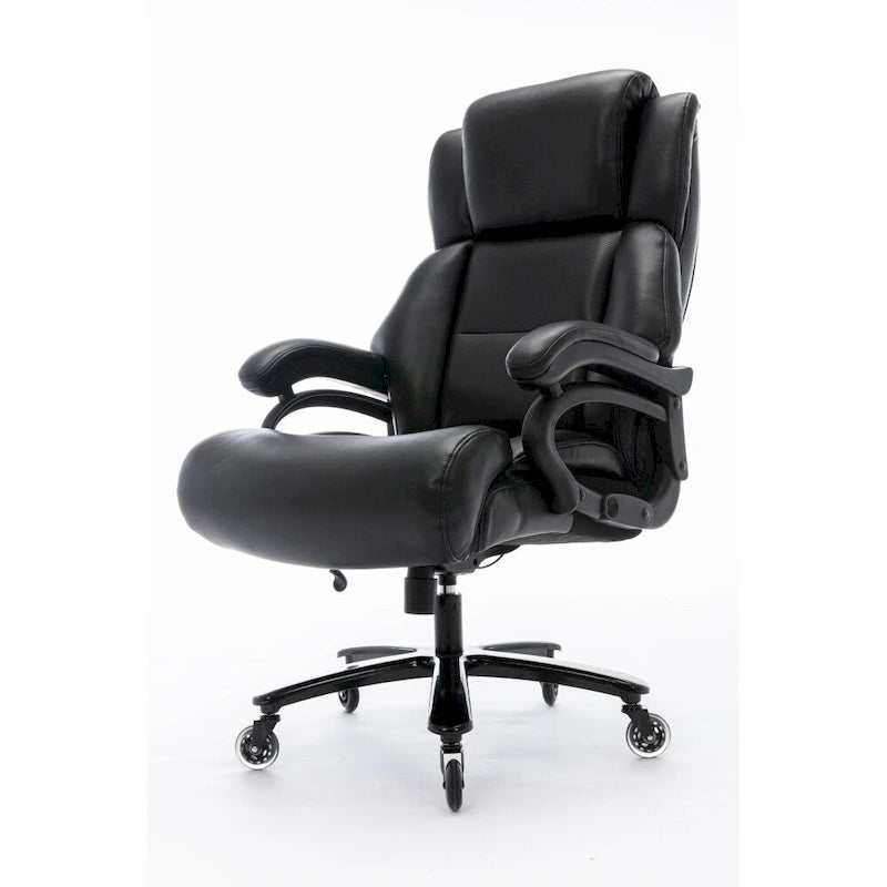 Black Adjustable Lumbar Support Metal Base High Back Office Chair with Wheels