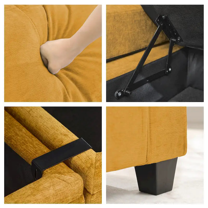 Chenille Storage Single Sofa with a Removable Ottoman