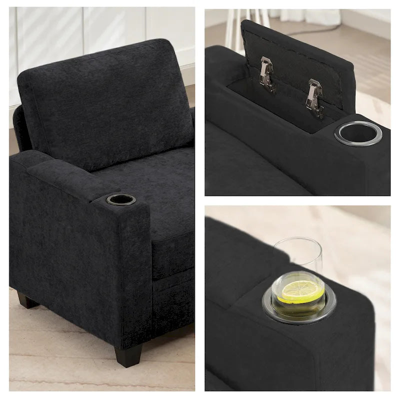Chenille Storage Single Sofa with a Removable Ottoman