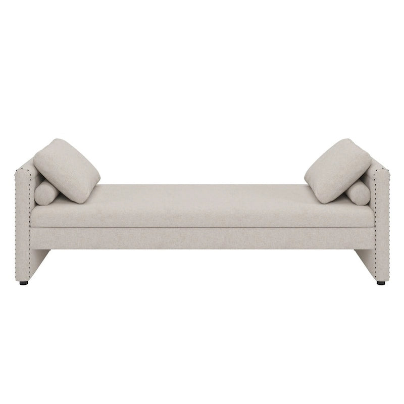Modern Upholstered Chaise Lounger Daybed with Pillows Small Single Daybed,No Mattress Needed,Linen Fabric