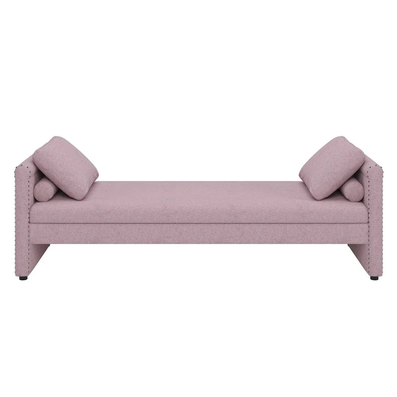 Modern Upholstered Chaise Lounger Daybed with Pillows Small Single Daybed,No Mattress Needed,Linen Fabric